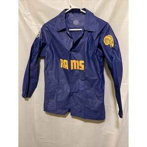 Rams Kids Medium Rain Slicker Snap Button Pioneer Take Out Promo VTG Rare!